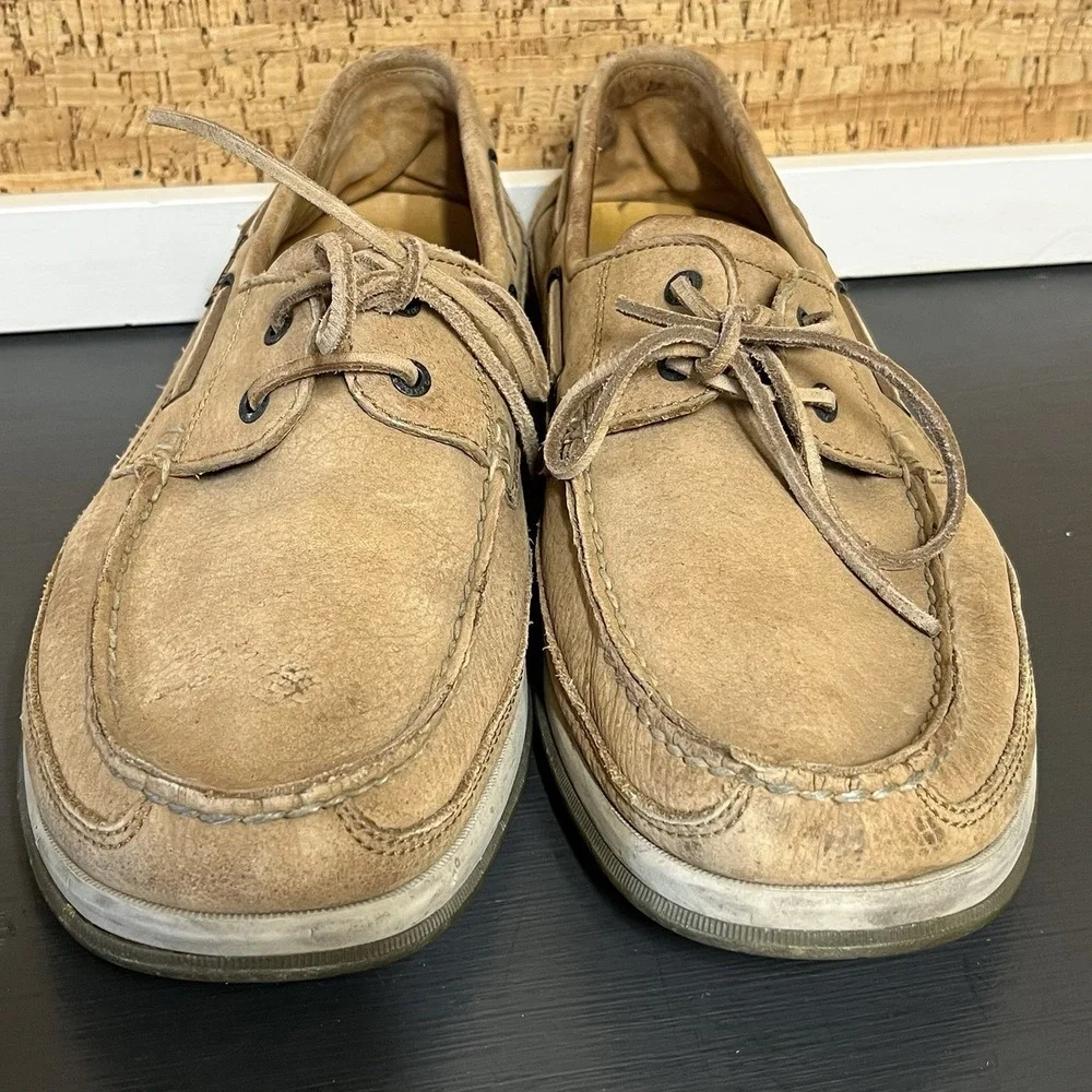 Mephisto Spinnaker Boat Shoe Mens Beige Leather Comfort Preppy Loafers US 13‎